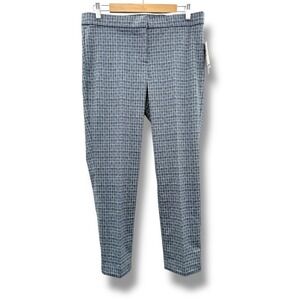 Amanda + Chelsea Alex Ankle Pants Size 10‎ Blue Gray Grid Print Career Work NWT
